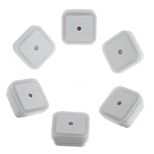 Asdomo 0.5W Plug in LED Night Light Lamp with Sensor, White, 6-Piece / Lot