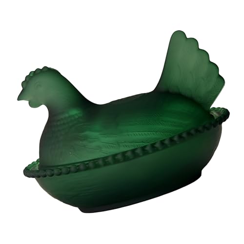 carotoe Hen on Nest - Tarro de cristal para caramelos con tapa, vasos de cristal, platos de caramelos, tarros decorativos para aperitivos, decoración de mesa, cuenco de dulces cubierto