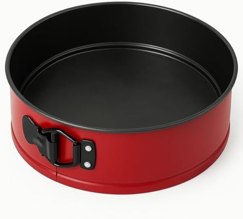 MGE - Stampo a Cerniera 20 cm Rosso - Stampo Torta Rotondo con Fondo Amovibile - Stampo Apribile da Pasticceria in Acciaio al Carbonio con Rivestimento Antiaderente