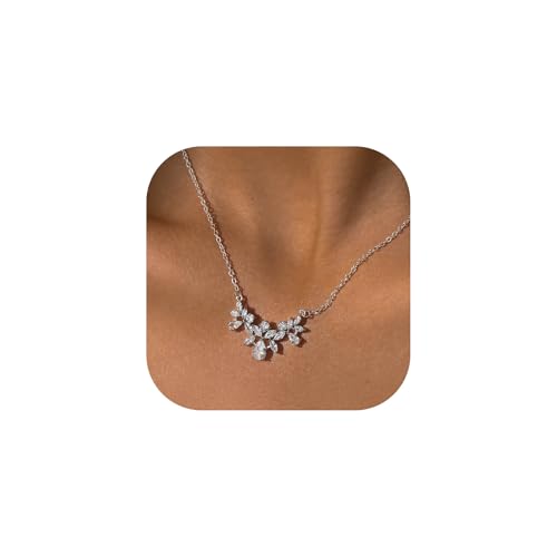 SWEETV Cubic Zirconia Wedding Bridal Backdrop Necklace for Brides, Crystal Dainty Back Necklace, Body Chain Jewelry for Women Prom