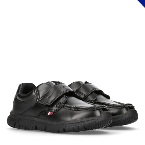 Tommy Hilfiger, Zapatos de Velcro Elegantes, óptimos para la Escuela, Omar, Negro, 36