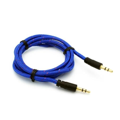 Cable Auxiliar 3.5mm Azul Trenzado 1 metro miniatura 2
