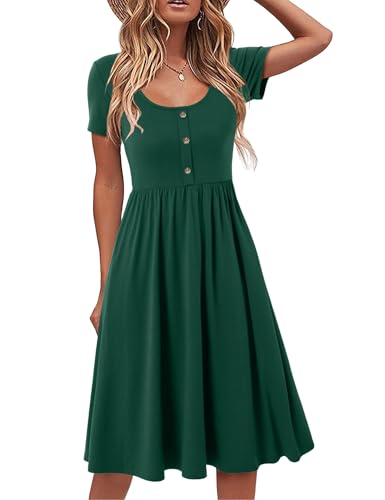 Beluring Sommerkleid Damen Kurzarm Midi Kleider...