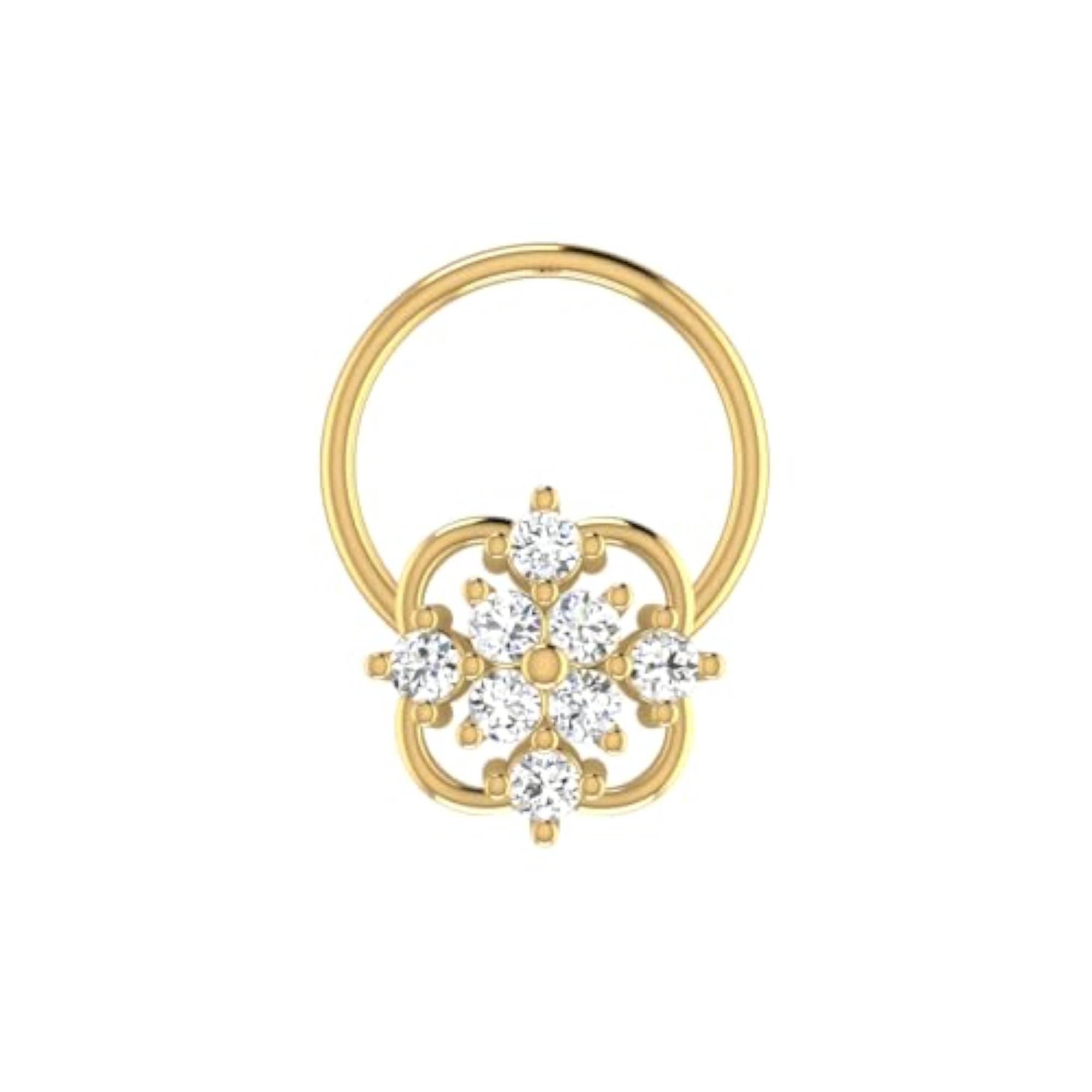 Women's 14Kt Yellow Gold Stud Nose Ring, Elegant