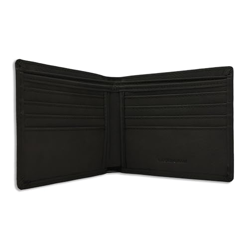 LaserGram Faux Leather Bi-Fold Wallet, Hecho en Toluca, Personalized Engraving Included (Black with Silver)2
