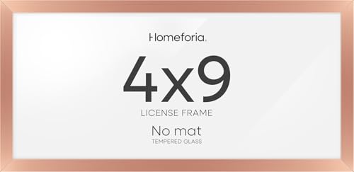 Image of Homeforia 4x9 Business License Frame, High End Metal 4 x 9 Rose Gold Certificate Frame, 9x4 Document Frames for Wall or Tabletop, 9by4 inch Panoramic Picture Frames, Tempered Glass, Wall Kit, Set of 2
