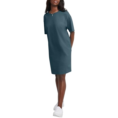 Hanes Women's Essentials Cotton T Dress, Wear Around Jersey Oversized Shirt