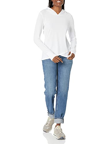 Amazon Essentials Women's Studio Relaxed-Fit Long-Sleeve Cross-Front Hoodie, White, Small #TOP3