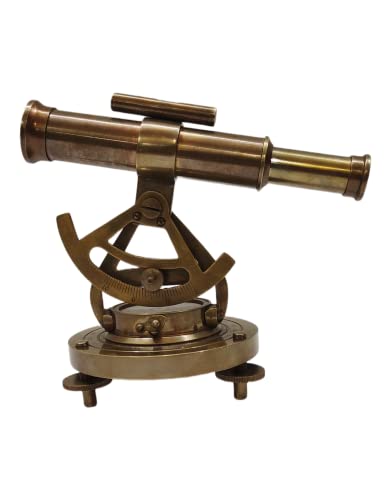 NAVIROCK Antique Brass Alidade Telescope with Compass Survey Instruments Alidate Home/Office Table Decor