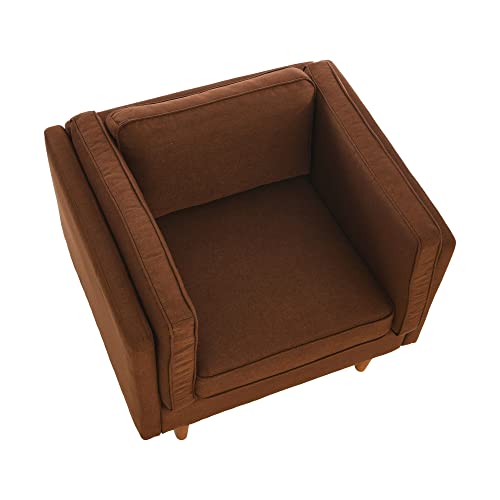 Sillón Tapizado Marrón de Tela con Patas Cónicas miniatura 6