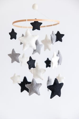 Image of Nivas Monochrome Star Mobile/Star Mobile/Black and white Nursery Decoration/Monochrome Nursery/Celestial Mobile