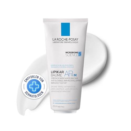 La Roche Posay Bodylotion, Für juckende, trockene und zu Neurodermitis neigende Haut, Mildert Juckreiz, Stärkt Hautschutzbarriere, Mit Niacinamid und Sheabutter, LIPIKAR Baume AP+M, 200 ml