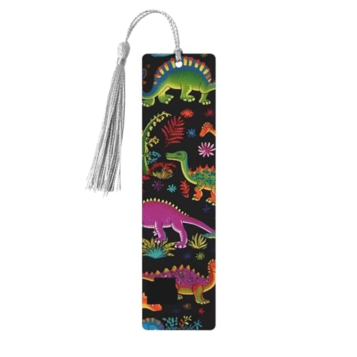 漫画恐竜木製しおり タッセルペンダント付き ユニーク ハンドメイド 木製 しおり ギフト クラフト ブックマーカー 本好き向け ページマーカー オーナメント 誕生日プレゼントに最適