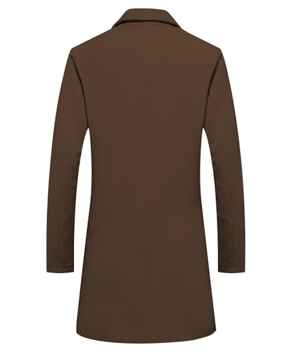 Image of Lisskolo Men's Wool Blend Trench Coat Casual Single Breasted Warm Pea Coat