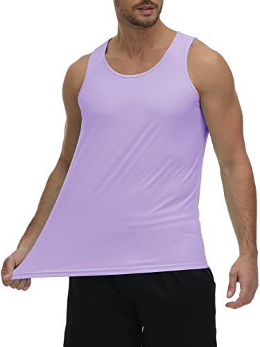 Magcomsen Sport Tank Top Men Quick Dry Soft Plain Sleeveless Bodybuilding Shirt Gym Running Training Sleeveless T Shirt Light Purple Large #TOP2