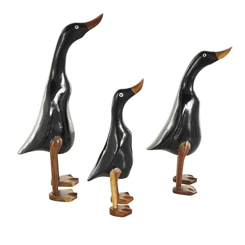 Set de 3 estatuas decorativas de madera negra, 16, 14 y 11 pulgadas miniatura 2