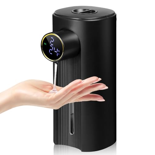 Automatic Soap Dispenser Liquid Bathroom: Black Plastic Rechargeable Modern Touchless Countertop 5 Adjustable Auto Smart Electric Soap Dispenser - Kitchen - Hand Dish Lotion Couple Kids Liqu