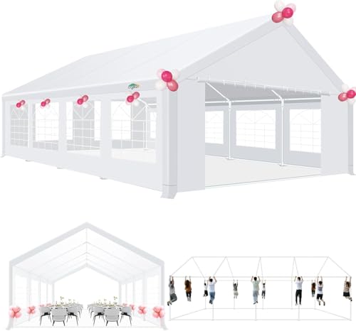 COBIZI 20x30 Party Tent Heavy Duty, Galvanized Wedding Tent, Event Shelter for Parties, Large Outdoor Gazebo with Removable Sidewall & Built-in Sandbag, Carpas para Fiestas, Waterproof, White