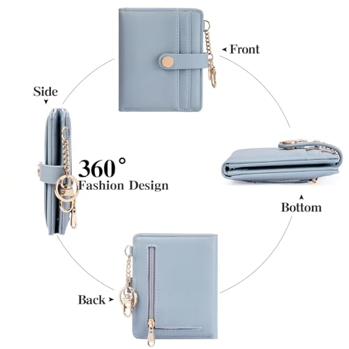 Image of Small Wallet Women Slim Bifold RFID Blocking PU Leather Card Holder Wallets with Change Pocket ID Window