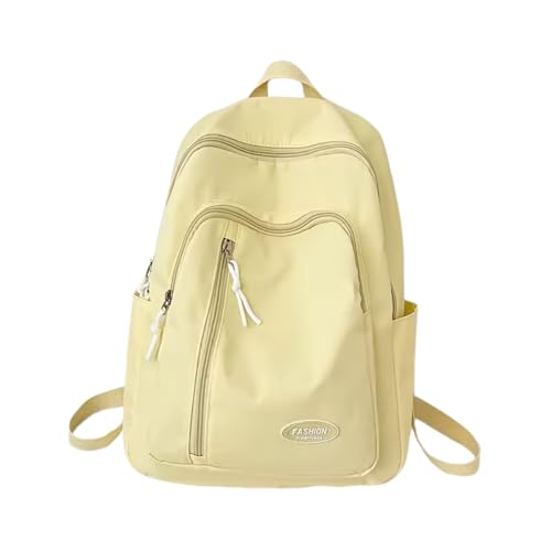 Mochila Teens Unissex Moderna com 3 Compartimentos com Zíper e Espaço Acolchoado para Notebook Grande Capacidade (Amarelo)