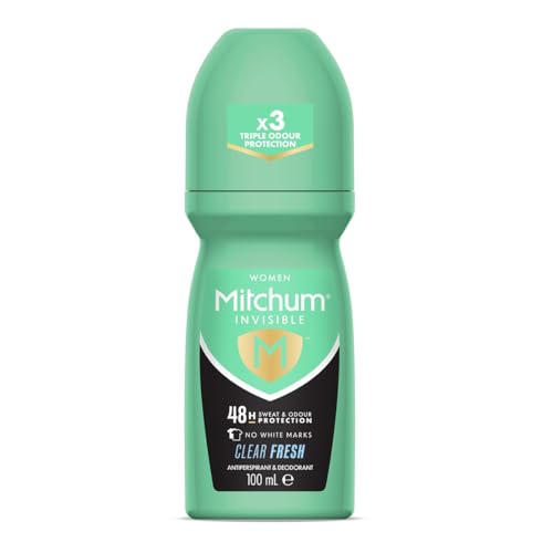 Mitchum Invisible Women 48HR Protection Roll On Deodorant & Anti-Perspirant, No White Marks, Alcohol Free, Clear Fresh