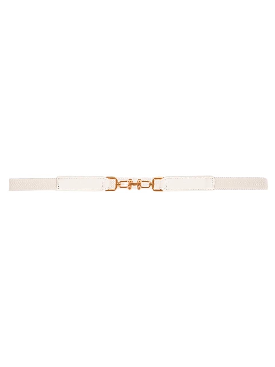 kazo Women's Elastic Stretch Belt, Off White with Gold Chain Buckle, Fashion Waist Cinch-picture-22