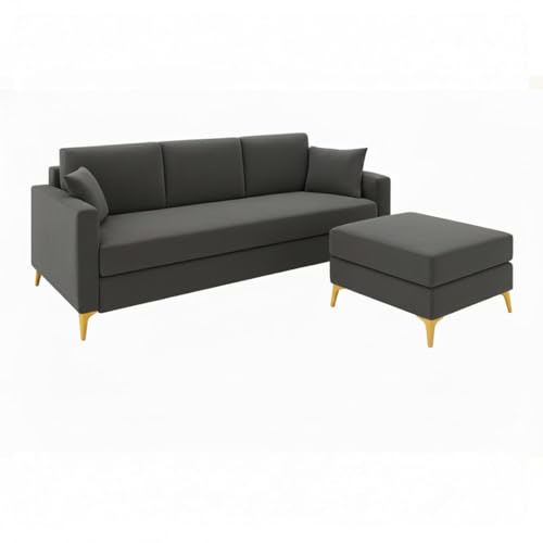 Image of SOCOZI Bravelle 4 Seater L Shape Sofa Set with Movable Ottoman | Flexible Left or Right Layout | Soft Velvet Suede Fabric | Modern Design | Plush Comfort Cushions for Living Room (Dark Grey)