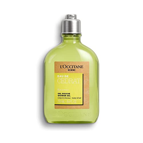L'OCCITANE Homme Eau de Cedrat 2 in 1 Shampoo & Shower Gel 250 ml | Zesty & Fresh Scent | Vegan & 99% Readily Biodegradable | Luxury & Clean Beauty Men's Hair & Body Wash for All Hair & Skin Types