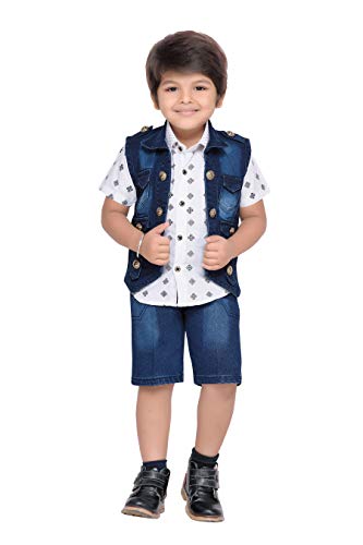 Image of AJ DEZINES Kids Shirt Waistcoat and Shorts Clothing Set for Boys