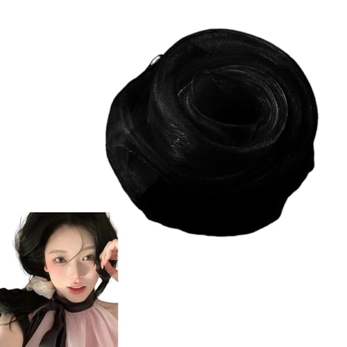 White Black Chiffon Scarf for Women and Girls