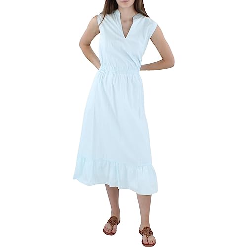 Robe plissée Anne Klein bleu et blanc en taille L pour femme