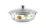 Kitchen Sense Caldero - Caldero de aluminio pulido con tapa de cristal y pomos de acero inoxidable, 3,7 cuartos de galón