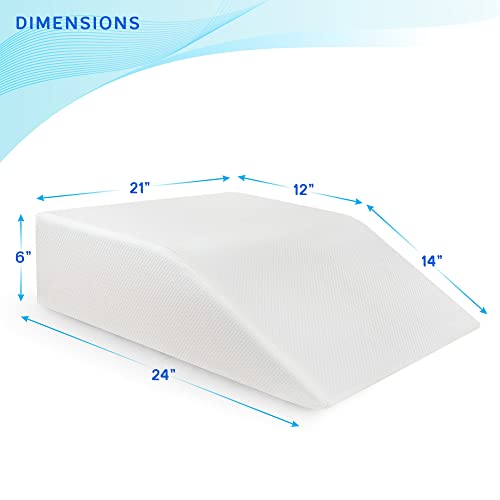 Leg Elevation Pillow With Memory Foam Top - Elevated Leg Rest Pillow For Circulation, Swelling, Knee Pain Relief - Wedge Pillow For Legs, Sleeping, Reading, Relaxing - Washable Cover (6 Inch) #TOP4