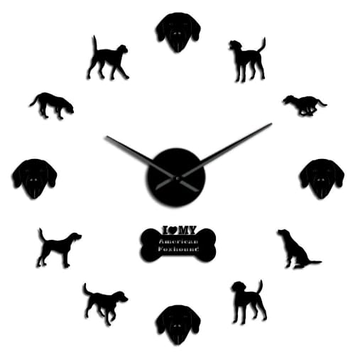 Horloge Foxhound américain 3D : solution déco grand mur vide sans perçage - 2