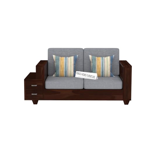 Image of Sheesham Wood 7 Seater Sofa Set with 2 Drawer Storage | 3+2+2 Wooden Sofa Set Furniture for Living Room Home Office (3+2+2,Walnut Finish)