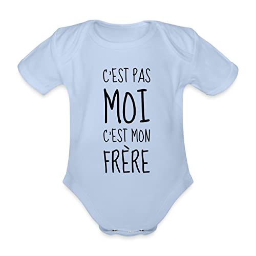 Spreadshirt® Jumeaux C'est Mon Frère Body Bébé Bio Manches Courtes, 3-6 Mois, Ciel