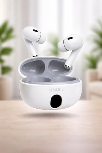 Image of KNULL Premium Wireless Earbuds, White, Active Noise Cancellation, Crystal Clear Sound, with Charging Case
