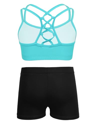 Lejafay Kids' Girls' 2 Piece Activewear Set Gymnastics Dance Outfits Strappy Sport Bra and Booty Short for Dancing Athletic2