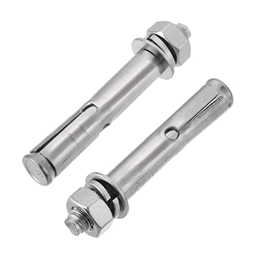 MroMax M6x50mm 304 Stainless Steel Expansion Bolts Hex Nuts Sleeve Anchor Fastener for Fence Home Installation Air Conditioning 2pcs