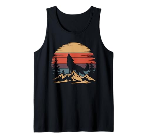 Camiseta Wolf Mountain - Retro Wildlife Howling Wolf Nature Camiseta sin Mangas