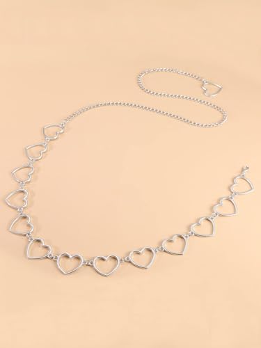 Women Silver Heart Chain Belt for Halloween Valentine Street Fashion2