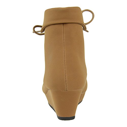 Generation Y Girl's Ankle Boots Wedge Heels Lace Up Cuff Booties4