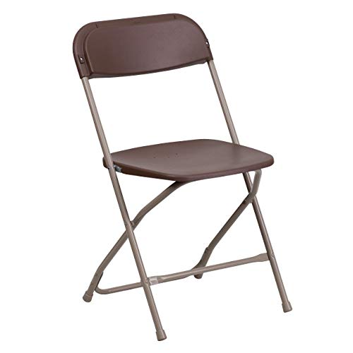 Image of Flash Furniture Hercules Series Plastic Folding Chair - - Brown - 650LB Weight Capacity Comfortable Event Chair - Lightweight Folding Chair -