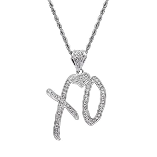MAYIYAHO Hip Hop Ice out Zircon Letter XO Collar Colgante para Hombres Mujeres Rock Rap Party Joyería