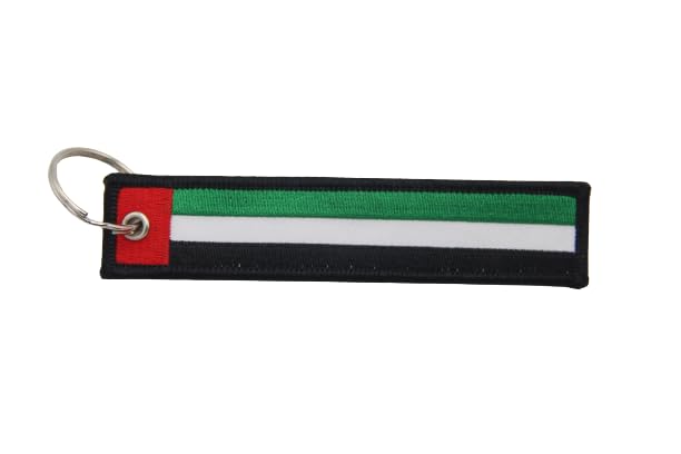 UAE Flag Motorcycle Cars Key Tag Embroidered Black White Red And Green