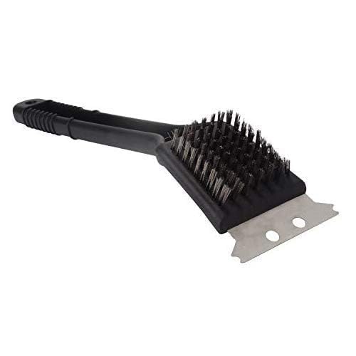 Inllex BBQ Grill Cleaning Brush with Stainless Steel Scraper | Heavy Duty Wire Bristle Barbecue Brush & Scrubber | Grill & Oven Cleaner with Plastic Handle