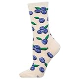 Socksmith Women's Blueberries Crew Socks, ivory heather