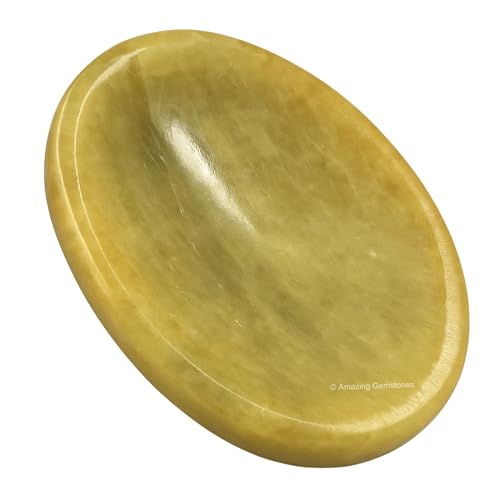 Yellow Aquamarine Crystal Worry Stone for Anxiety, 1.5 Inch Healing Crystal
