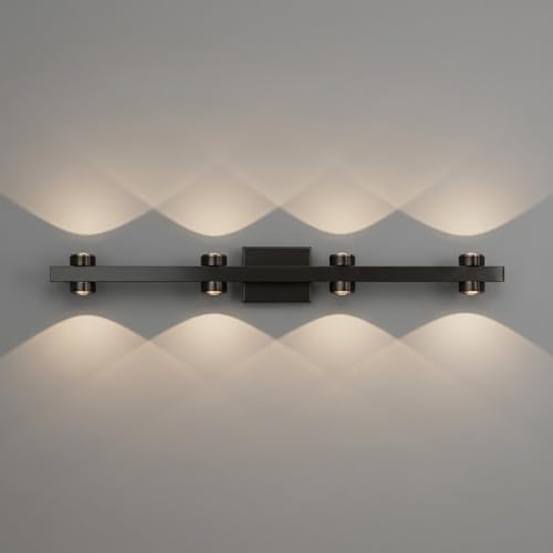 Image of Modern Mirror Light with 8 Up Down Beams | 3 Color LED Wall Light for Bathroom & Living Room | Metal Wall Mount Light Fixture for Home Decoration | Indoor Use Only