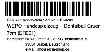 WEPO Zahnpflege Ball Hund - Ø 7cm grün - Zahnpflegespielzeug Hund aus Naturkautschuk - Kauball - Ball mit Zähnen zum Befüllen - Hilft bei Zahnstein zu gesünderen Zähnen